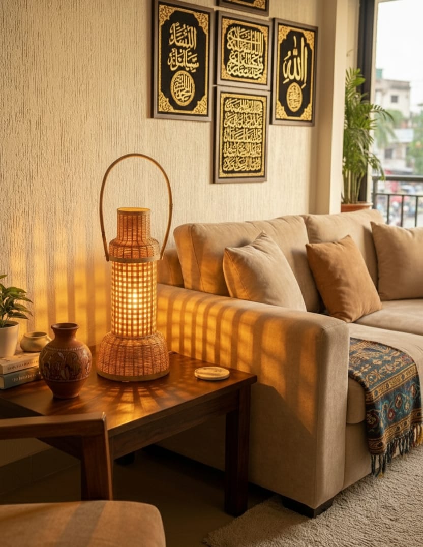 Bamboo Glow Hurricane Lamp - Image 2