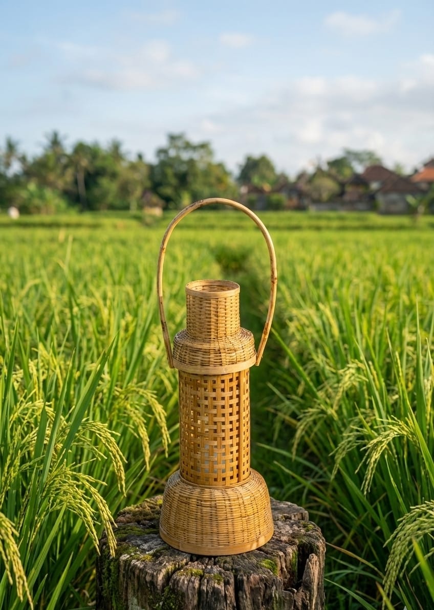 Bamboo Glow Hurricane Lamp